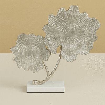 Silver Lotus Bloom Sculpture